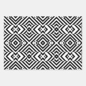 白黒のOp Art幾何学的パターン ラッピングペーパーシート (正面)