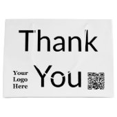 白黒のQRコードここにロゴを ラージペーパーバッグ (正面)