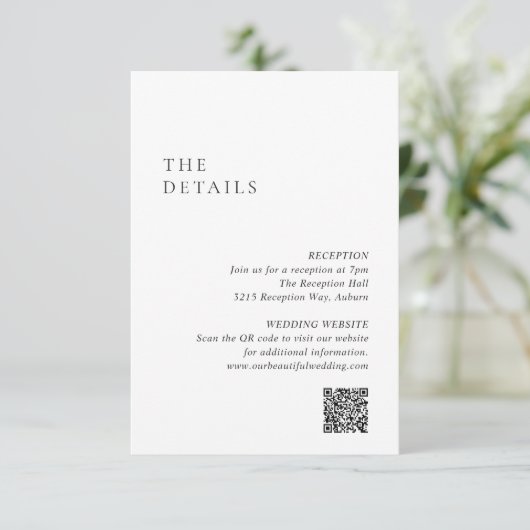 白黒のQRコードのクモダンリア結婚ル エンクロージャーカード (スタンド正面)