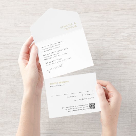 白黒のQRコードのクモダンリア結婚ル オールインワン招待状 (切り取り部)