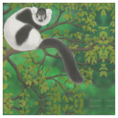 白黒のRuffedのLemurの生地 ファブリック (クローズアップ)