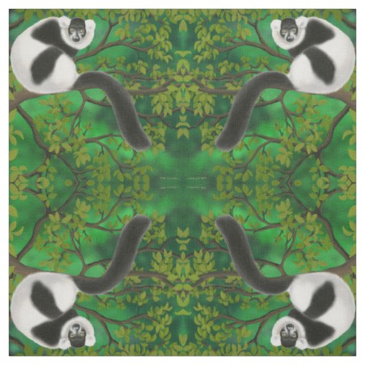 白黒のRuffedのLemurの生地 ファブリック (見本)