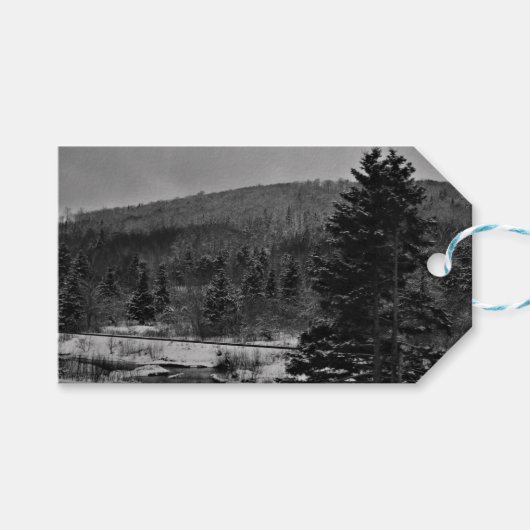白黒のSnowyの景色 ギフトタグ (正面(横))