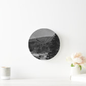 白黒のSnowyの景色 ラウンド壁時計 (ホーム)