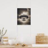 白黒のUFO ポスター (キッチン)