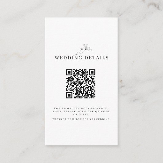 白黒のWebサイ結婚トQRコード エンクロージャーカード (正面)