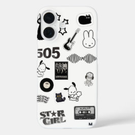 白黒のY2K携帯電話 iPhone 16ケース