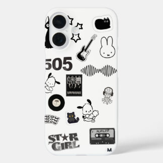 白黒のY2K携帯電話 iPhone 16ケース