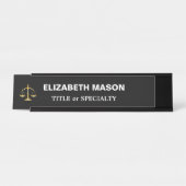 白黒はかりで測の正義の黄金 デスクネームプレート (正面)