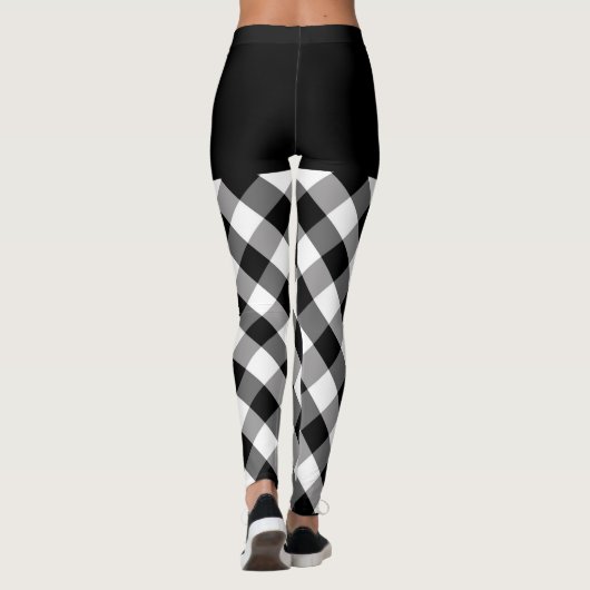 白黒はっきりしたの格子模様の装飾 レギンス (裏面)