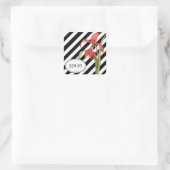 白黒はっきりしたアマリストライプリス価格ラベル スクエアシール (バッグ)