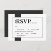白黒はっきりしたウェディングRSVP食事の選択 出欠カード (正面/裏面)
