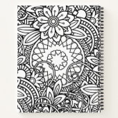 白黒はっきりしたグラフィックデザインフローラ ノートブック (裏面)