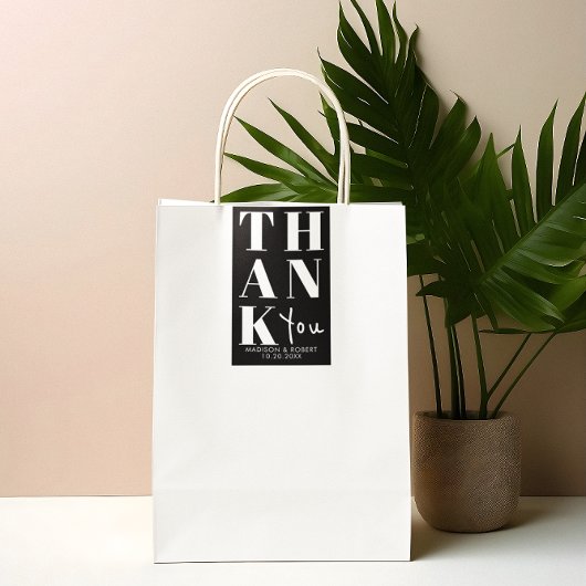 白黒はっきりしたシンプル結婚式の引き出物 長方形シール