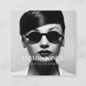 白黒はっきりしたソーシャルメディア写真 スクエア名刺 (正面)