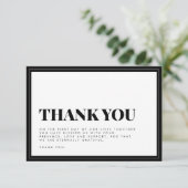 白黒はっきりしたタイポグラフィ結婚ズサンキューカー サンキューカード (スタンド正面)
