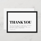 白黒はっきりしたタイポグラフィ結婚ズサンキューカー サンキューカード (正面/裏面)