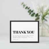 白黒はっきりしたタイポグラフィ結婚ズサンキューポスト ポストカード (スタンド正面)