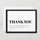 白黒はっきりしたタイポグラフィ結婚ズサンキューポスト ポストカード (正面/裏面)