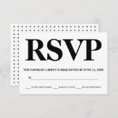 白黒はっきりしたタイポグラフィ結婚式RSVP 出欠カード (正面/裏面)