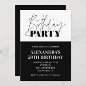 白黒はっきりしたタイポグラフィ59歳 招待状 (正面/裏面)