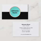 白黒はっきりしたターコイズ円デザイナー 名刺 (正面/裏面)