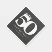 白黒はっきりしたハモダンロ50誕生日パーティー スタンダードランチョンナプキン (角)