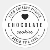 白黒はっきりしたハート焼いた（恋） ラウンドシール (正面)