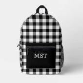 白黒はっきりしたバッファローチェックとモノグラム プリントバックパック (正面)