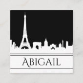 白黒はっきりしたパリスカイラインエッフェルタワー スクエア名刺 (正面)