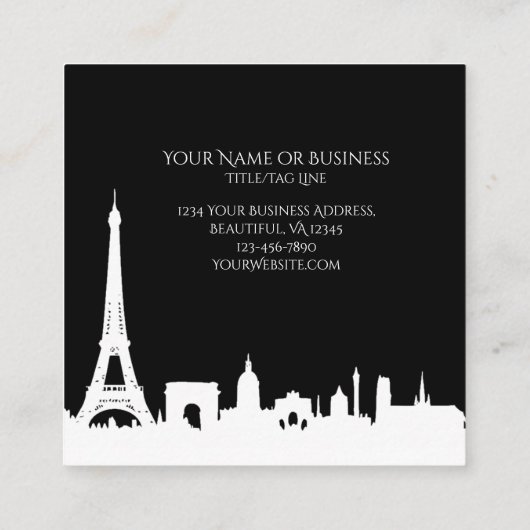白黒はっきりしたパリスカイラインエッフェルタワー スクエア名刺 (裏面)