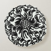 白黒はっきりしたフローラアート16 x 16 ラウンドクッション (裏面)