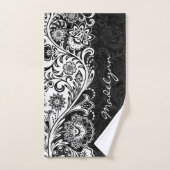 白黒はっきりしたフローラデザインバスタオールズセット バスタオルセット (ハンドタオル)