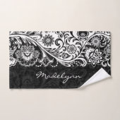 白黒はっきりしたフローラデザインバスタオールズセット バスタオルセット (ハンドタオル)