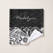 白黒はっきりしたフローラデザインバスタオールズセット バスタオルセット (ウォッシュタオル)