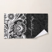 白黒はっきりしたフローラデザインバスタオールズセット バスタオルセット (ハンドタオル)