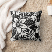 白黒はっきりしたフローラモダン開花 クッション (ブランケット)