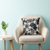 白黒はっきりしたフローラモダン開花 クッション (椅子)