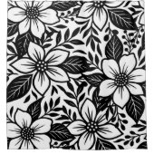 白黒はっきりしたフローラモダン開花 シャワーカーテン (正面)