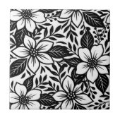 白黒はっきりしたフローラモダン開花 タイル (正面)