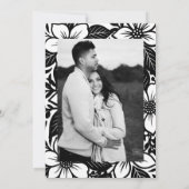 白黒はっきりしたフローラ開花ブライダルシャワー 招待状 (裏面)