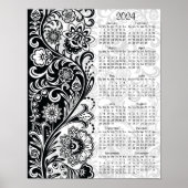 白黒はっきりしたフローラ2024年カレンダポスター ポスター (正面)