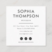 白黒はっきりしたプロフェッショナル写真 スクエア名刺 (裏面)