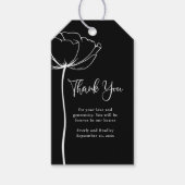白黒はっきりしたミニマルフローラ結婚の感謝 ギフトタグ (正面)