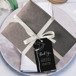 白黒はっきりしたミニマルフローラ結婚の感謝 ギフトタグ