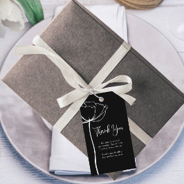 白黒はっきりしたミニマルフローラ結婚の感謝 ギフトタグ