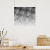 白黒はっきりしたモアレ模様グラデーションアート ポスター (キッチン)