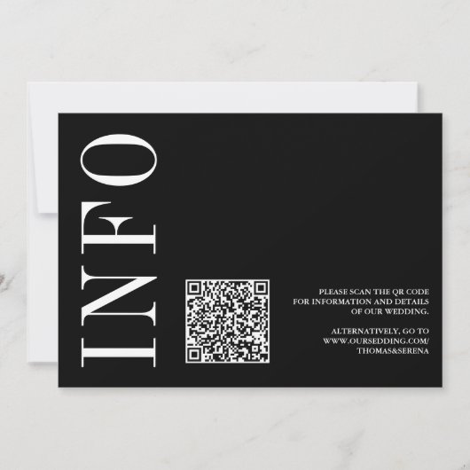 白黒はっきりしたモノクロQRコードRSVP 招待状 (正面)