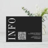 白黒はっきりしたモノクロQRコードRSVP 招待状 (スタンド正面)