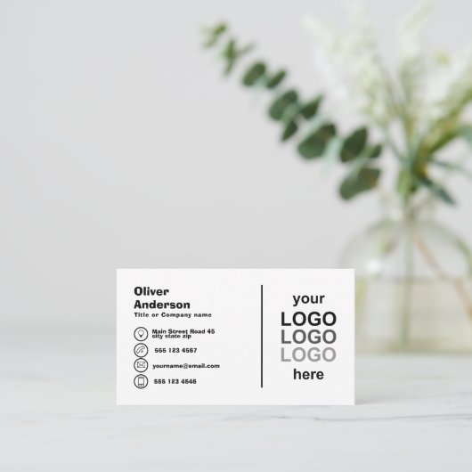 白黒はっきりしたロゴ 名刺 (スタンド正面)